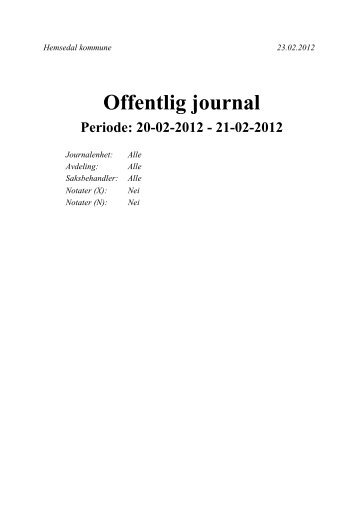 Offentleg postjournal 20. -21.2.2012.pdf - Hemsedal kommune