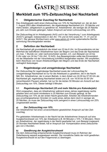 Merkblatt Nachtarbeit.pdf - Gastro St. Gallen