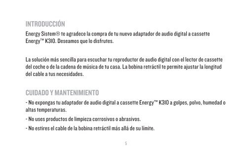 Manual de usuario / User manual / Notice d'utilisation - Energy Sistem