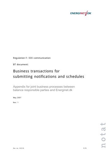 Business transactions for submitting notifications and ... - Energinet.dk