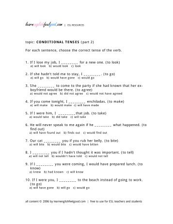 CONDITIONAL TENSES (part 2) - Learn English Feel Good