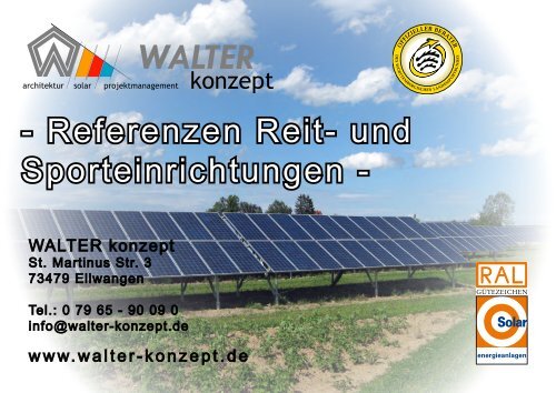 Referenzen Reit- und Sporteinrichtungen - Walter  Konzept