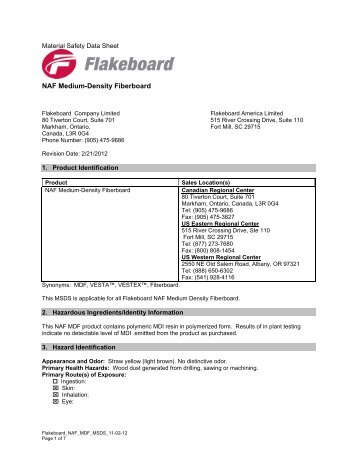 NAF MDF MSDS - Flakeboard