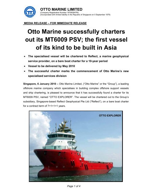 Attachment 1 - Otto Marine Limited