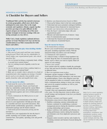 A Checklist for Buyers and Sellers - Grant Thornton