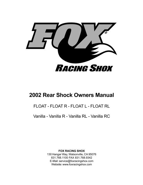 fox racing shox float rl