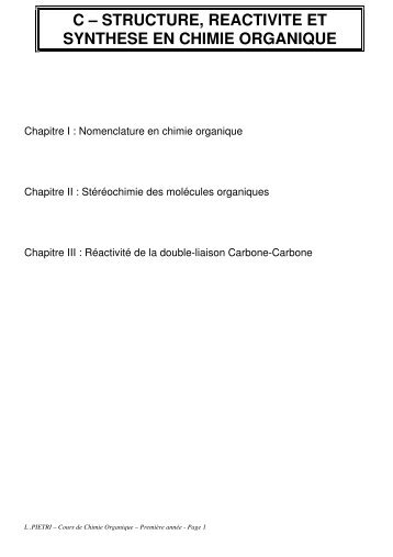 Chapitre I : Nomenclature en chimie organique I - Les CPGE de Loritz