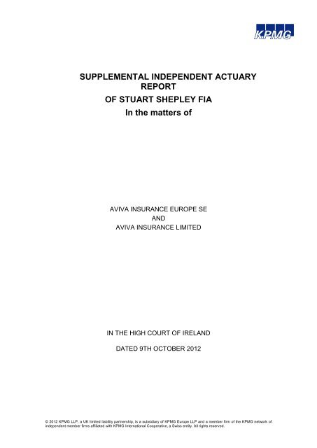 Sup I. Actuary Report - Aviva