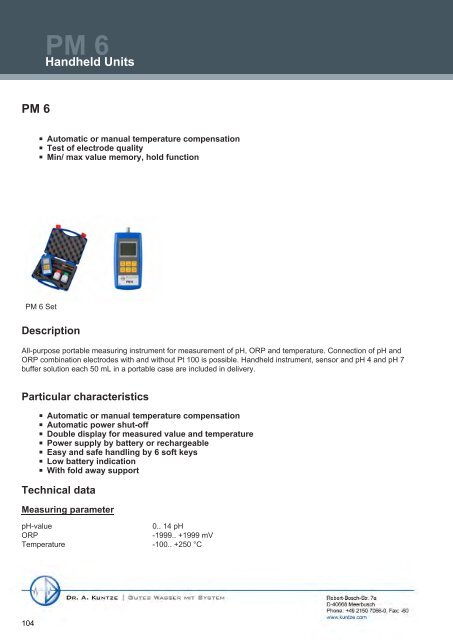pH / ORP - Dr. A. Kuntze GmbH