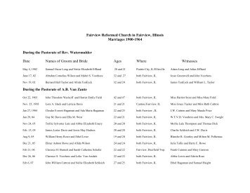 Marriages 1900 - 1964 for the Fairview Reformed ... - Illinois Ancestors