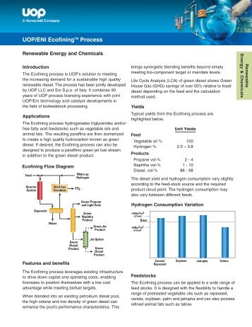 UOP/ENI Ecofining Process