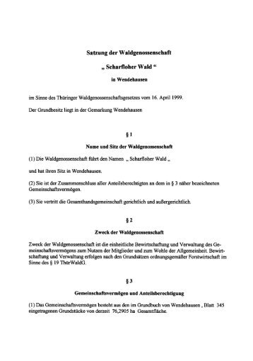 Satzung der Waldgenossenschaft â Scharfloher Wald " Â§2