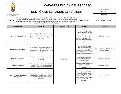 caracterizaciÃ³n del proceso gestiÃ³n de servicios generales