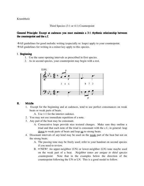 Triple Counterpoint Counterpoint - Rules for 3rd Species
