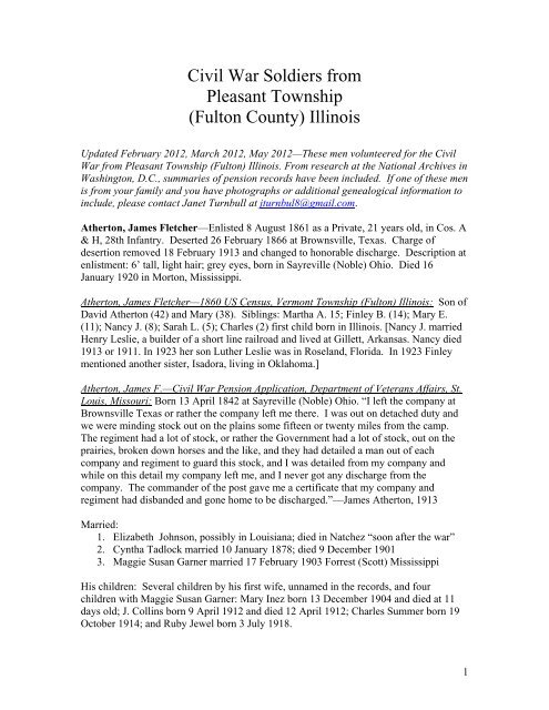 Union Civil War Enlistments from Ipava (Fulton ... - Illinois Ancestors