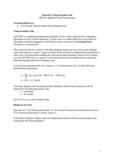 1 Tutorial 4 Using Formula Node (JEE344 Applied Control ...