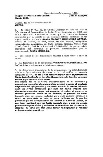 Juzgado de Policía Local Concón. Rol N° 1121/08 - Sernac