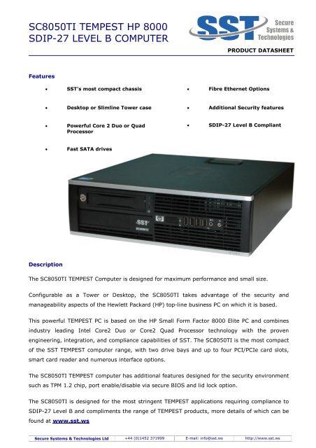 SC8050TI TEMPEST HP 8000 SDIP-27 LEVEL B COMPUTER - SST