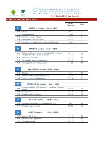 communications affichees - CongrÃ¨s international francophone de la ...