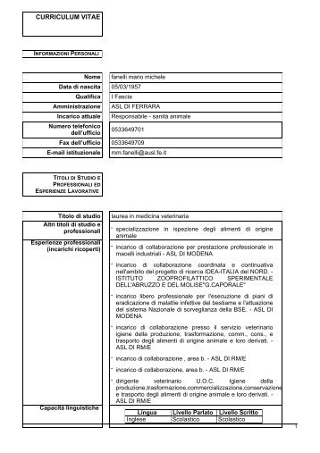 CV FANELLI MARIO MICHELE.pdf - Azienda USL di Ferrara