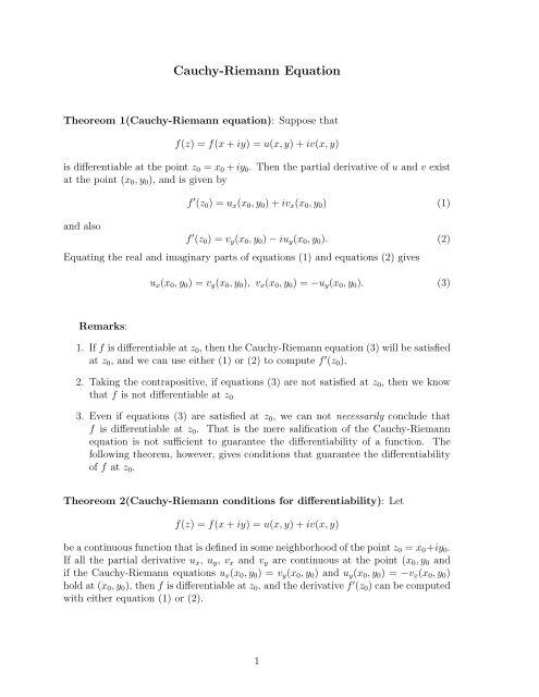 Cauchy-Riemann Equation