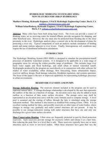 HYDROLOGIC MODELING SYSTEM (HEC-HMS):