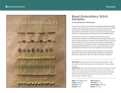Bead Embroidery Stitch Samples - Search Press