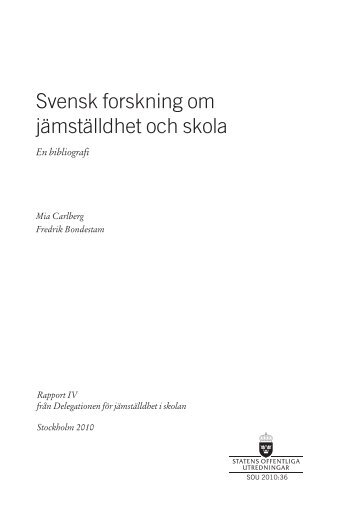 Svensk forskning om jÃ¤mstÃ¤lldhet och skola - GÃ¶teborgs universitet