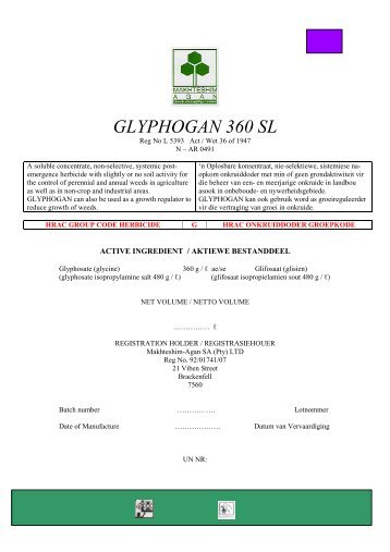 GLYPHOGAN 360 SL - Makhteshim-Agan SA (Pty) Ltd