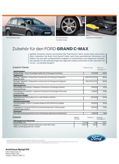 Zubehör für den neuen Ford C-Max - Autohaus Spagl KG