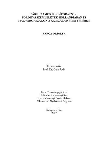 PÃ¡rhuzamos fordÃ­tÃ³rajzok - NyelvtudomÃ¡nyi Doktori Iskola - PÃ©csi ...