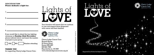 Download our Lights of Love Brochure - Cherry Lodge Cancer Care