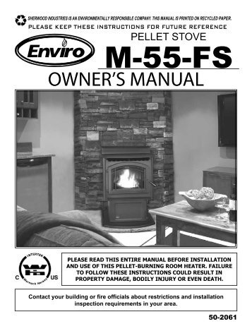 M55FS Owner's Manual - Pine Tree Stove Shoppe