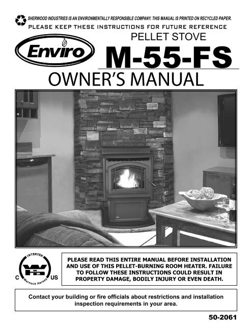 M55FS Owner's Manual - Pine Tree Stove Shoppe