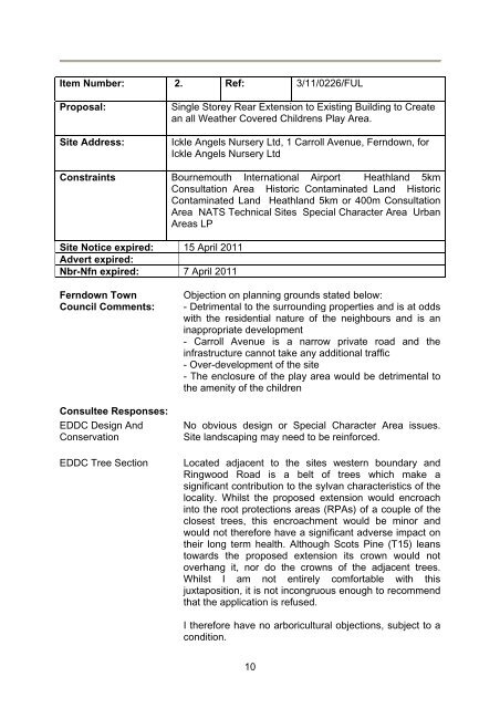 schedule of planning applications