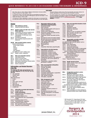 Surgery Diagnosis Codes - PROCRITline