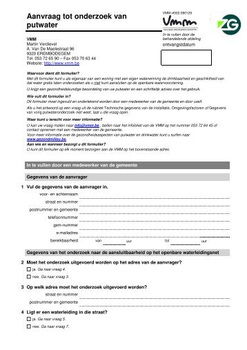 Aanvraag tot onderzoek van putwater