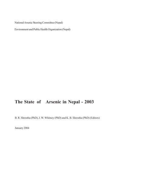 The State of Arsenic in Nepal - 2003 - Harvard University ...