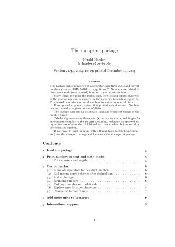 The numprint package