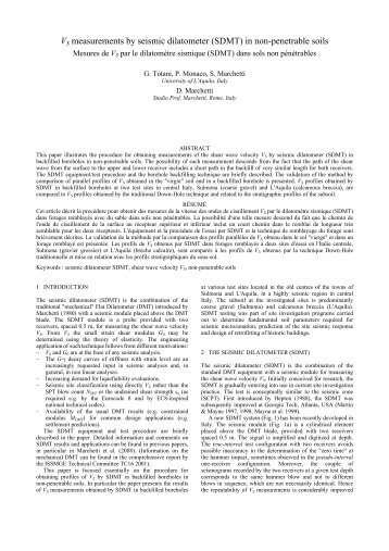 (SDMT) in non-penetrable soils - Marchetti DMT