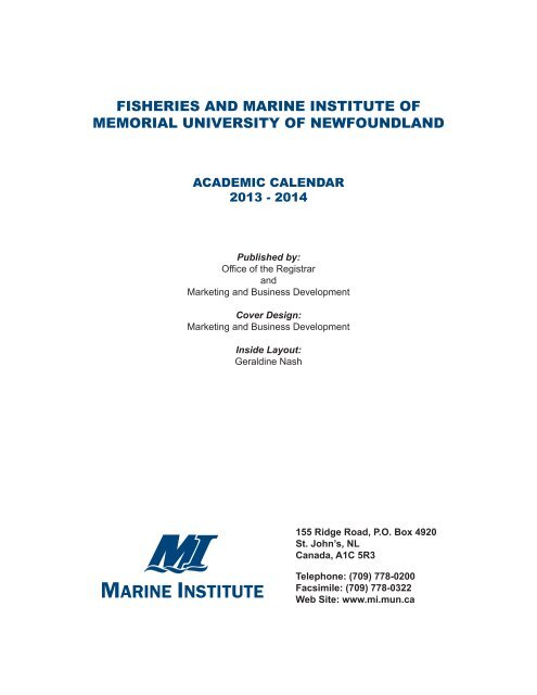 Academic Calendar - Fisheries and Marine Institute - Memorial ...