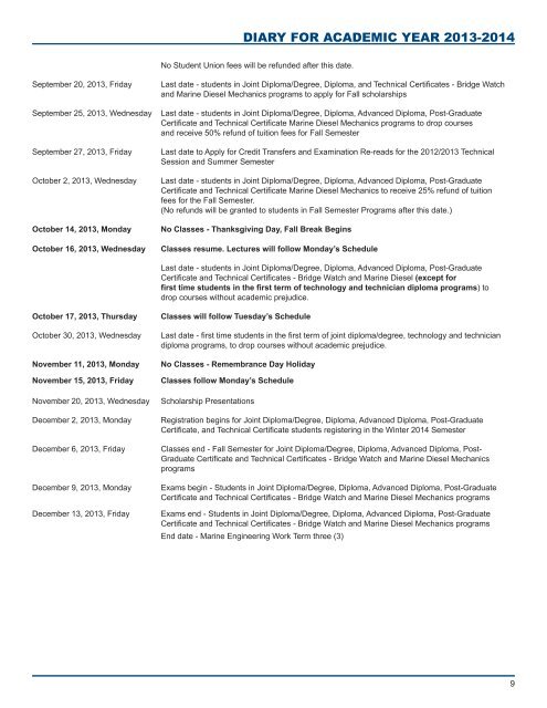 Academic Calendar - Fisheries and Marine Institute - Memorial ...