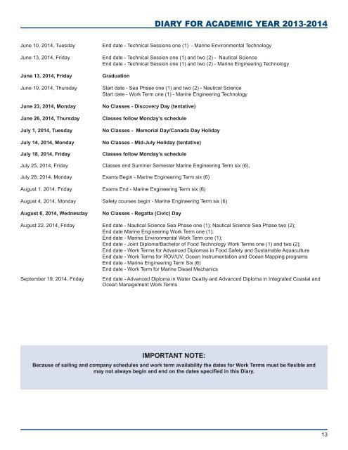 Academic Calendar - Fisheries and Marine Institute - Memorial ...