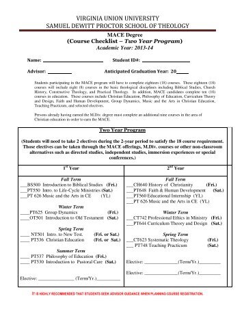 MACE Checklist - Virginia Union University