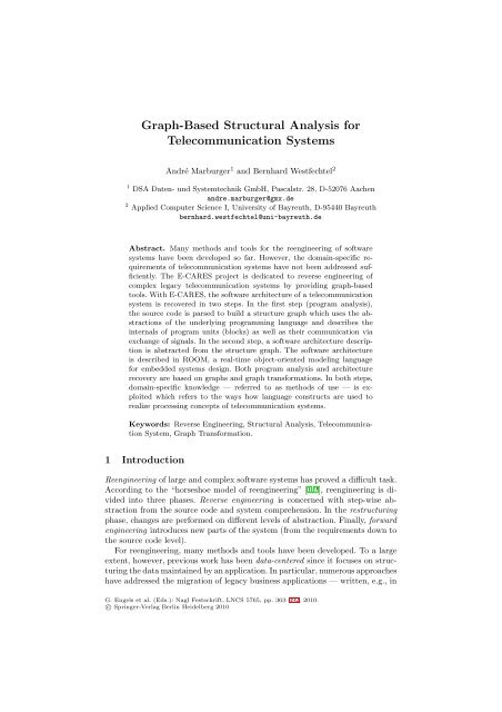 Graph-Based Structural Analysis for Telecommunication Systems