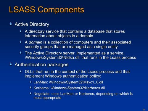 Unit OS7: Windows Security Components and Concepts