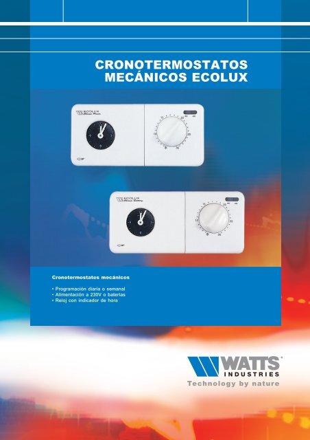 cronotermostatos mecÃ¡nicos ecolux - Watts Industries