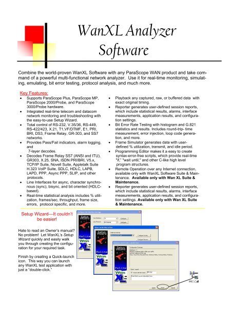 WanXL Software Datasheet - Unitest.com