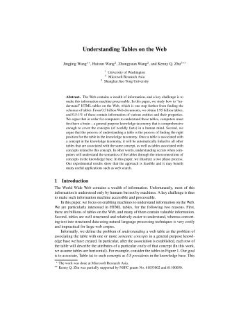 Understanding Tables on the Web - Computer Science & Engineering