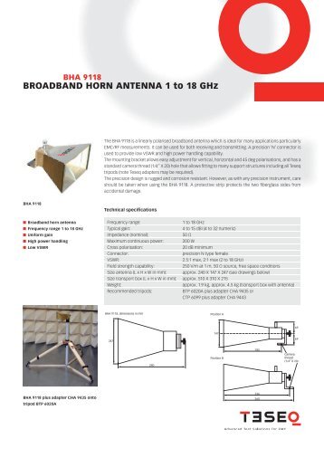 BROADBAND HORN ANTENNA 1 to 18 GHz - Teseq